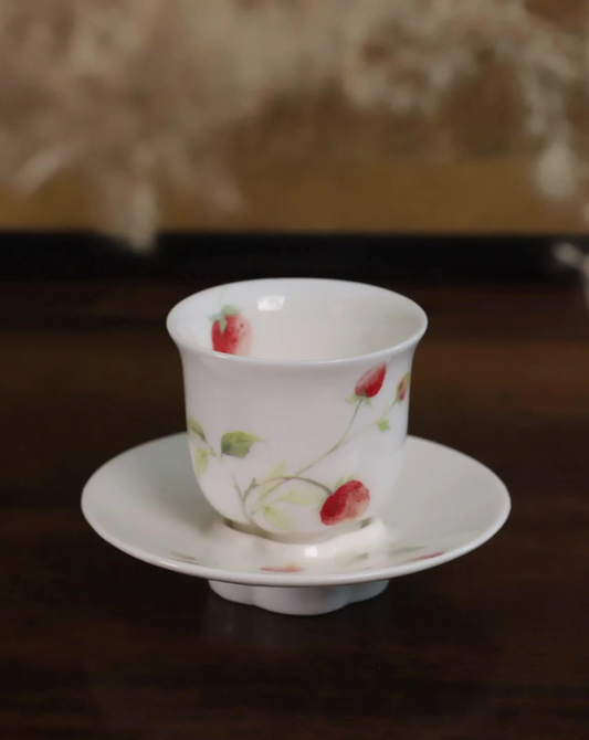 蛍手茶碗 苺文